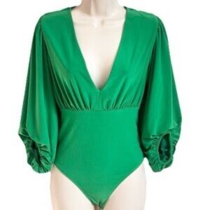 Express Green Plunge Bodysuit
